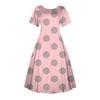 Women's Casual Fashion  Dress Vintage Sunflower Printed Round Short Sleeve Waisted Midi Long Big Swing Dresses