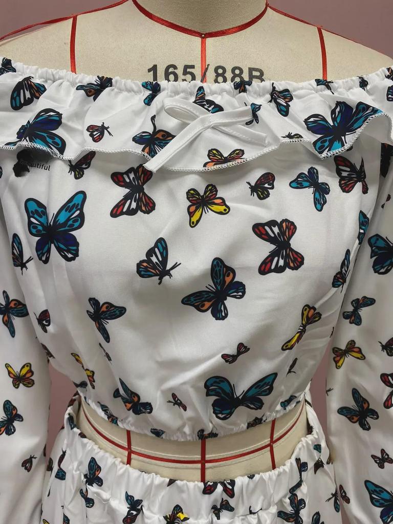 European & American Bohemian Butterfly Print Two-Piece Beach Dress (2025)