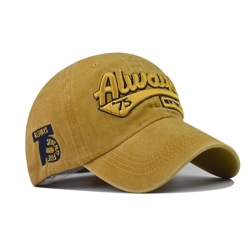 Men Women Baseball Cap Washed Cotton 3D Embroidery ALWAYS 75 Letter Baseball Cap Ladies Dad Hat Men's Bone Cap