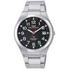 Citizen QQ wristwatch analog radio solar waterproof date metal band HG12-205 mens black