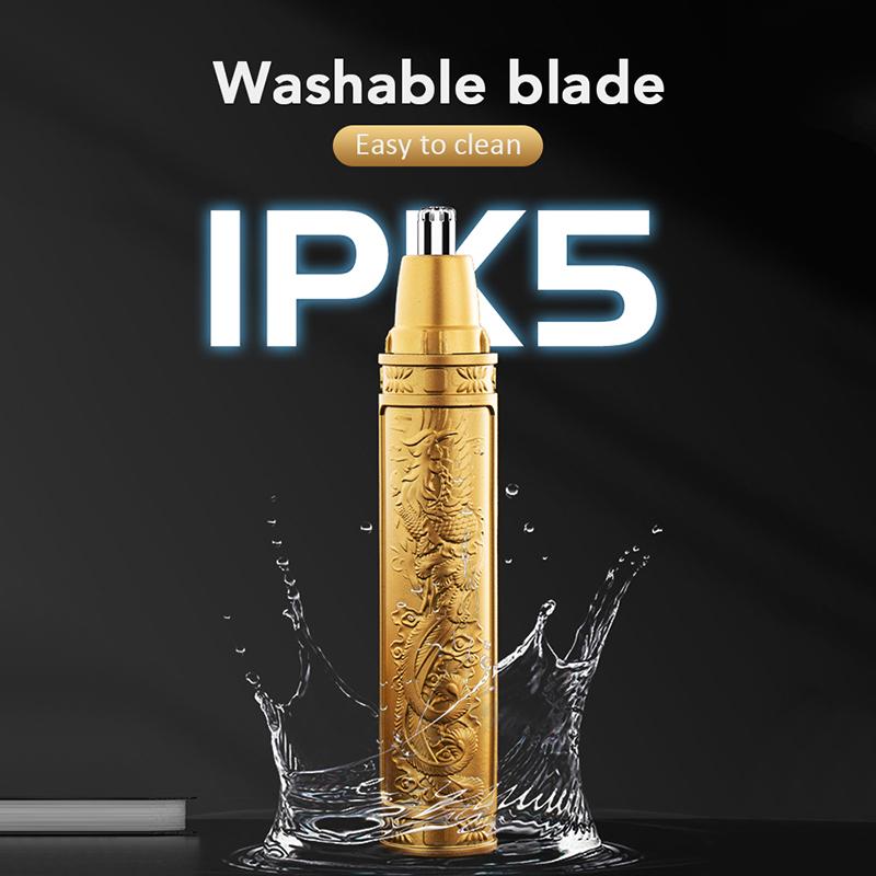 Золотой триммер для волос в ушах и носу для мужчин, вращающаяся на 360 градусов электробритва с двумя лезвиями, профессиональная машинка для стрижки волос в ушах и носу, бритва для лица H