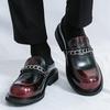 Fashion New Men Metal Chain Thick Soled Half Slippers Loafer Male Casual Red Black Mules Moccasins Breathable Driving Shoes