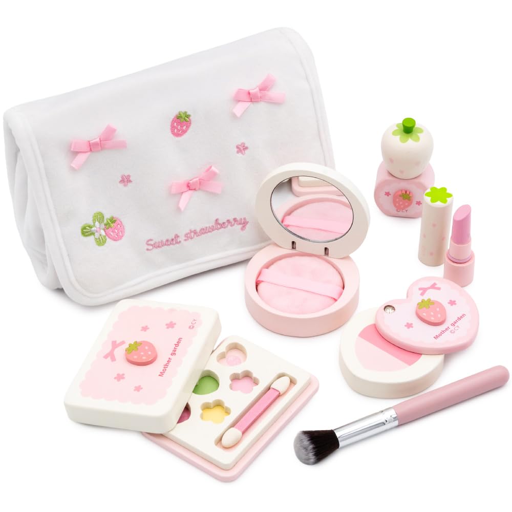 Mother Garden Игровой набор косметичка Деревянный игровой набор макияжа Игровая кухня (Сладкая клубника) - Набор, Игрушка,