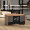 Vintage Bluetooth Speaker Wooden FM Radio Clock Alarm with Subwoofer, Retro Home Stereo Bass