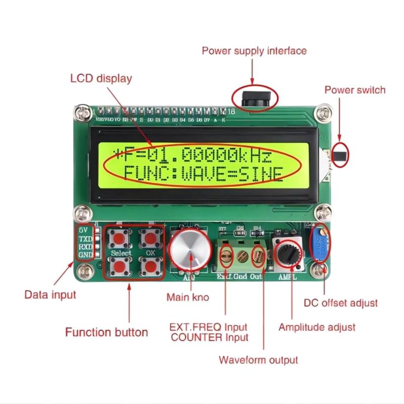YE050 Power Arbitrary Waveform DDS Function Signal Generator with Digital LCD Frequency Meter 50MHz