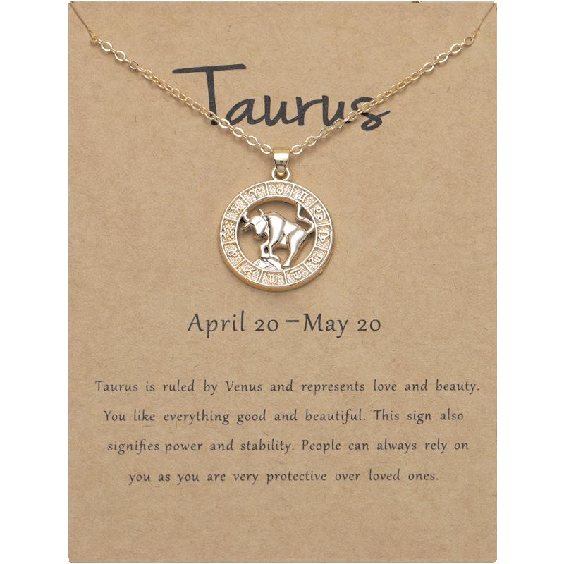 12 Zodiac Signs 3D Image Pendant Necklace Ins In Stock Zodiac Card Collarbone Chain