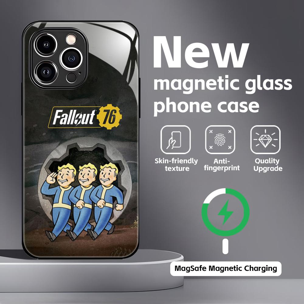 Классическая игра F-Fallout 4 Чехол для телефона для iPhone 16 15 14 13 12 11 X XR XS 8 Plus Mini Pro Max Стеклянный Магнитный Чехол