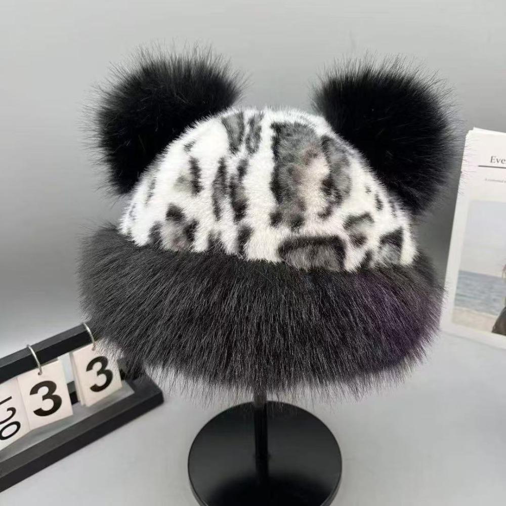 Thicken Fluffy Fur Bucket Hat Cold Winter Hat New Panama Cap Women