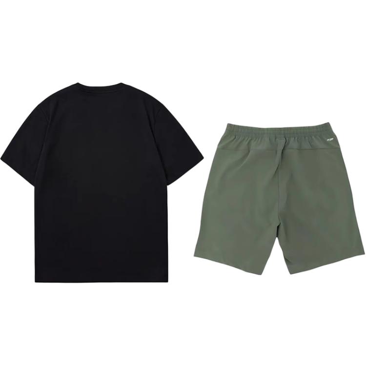 Li-Ning Однотонная Простая Удобная Универсальная Футболка с коротким рукавом и круглым вырезом Повседневный Спортивный Комплект Унисекс Топы AHSU801-2+YKSV147-1