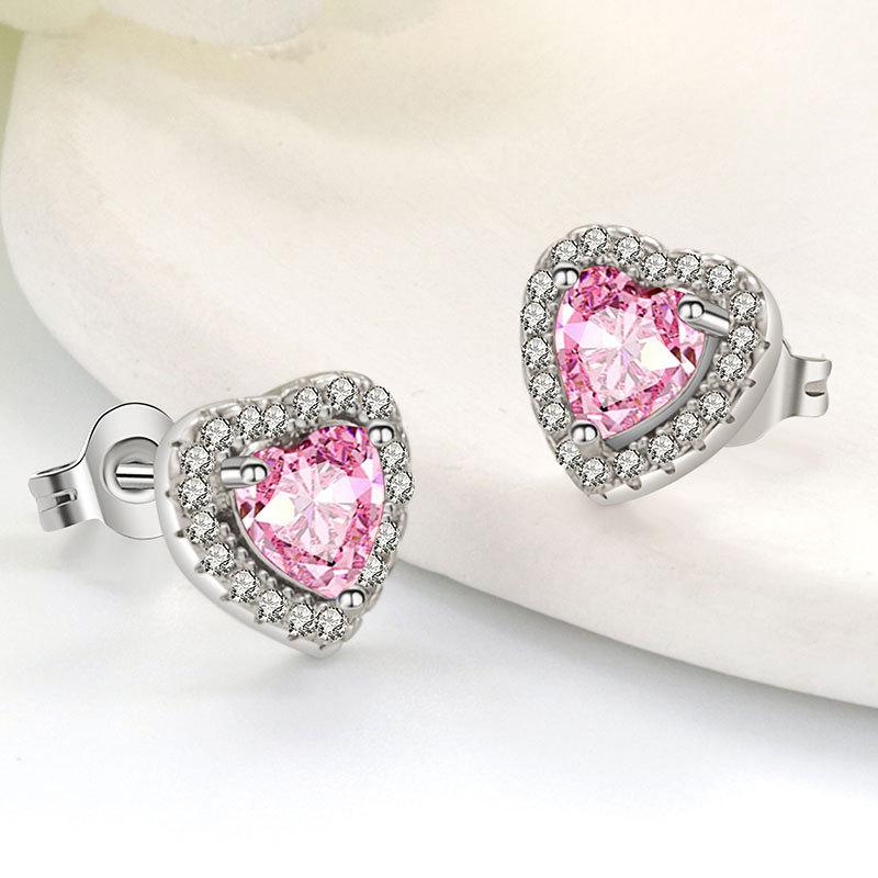 Zodiac Heart Shaped Cubic Zirconia Stud Earrings Minimalist Elegant Jewelry For Women