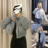 Korean Style High-end Short Gray Cotton Parkas Loose Warm Thickened Stand Collar Outwear 2023 New Winter Coat Women
