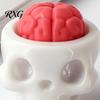 Brain Flower Desktop Ornament 3D Printed Skull Keyboard Clicker, Stress-Relief Keytop Bag Portable Fidget Gadget for Travel Charm, Creative Focus Aid