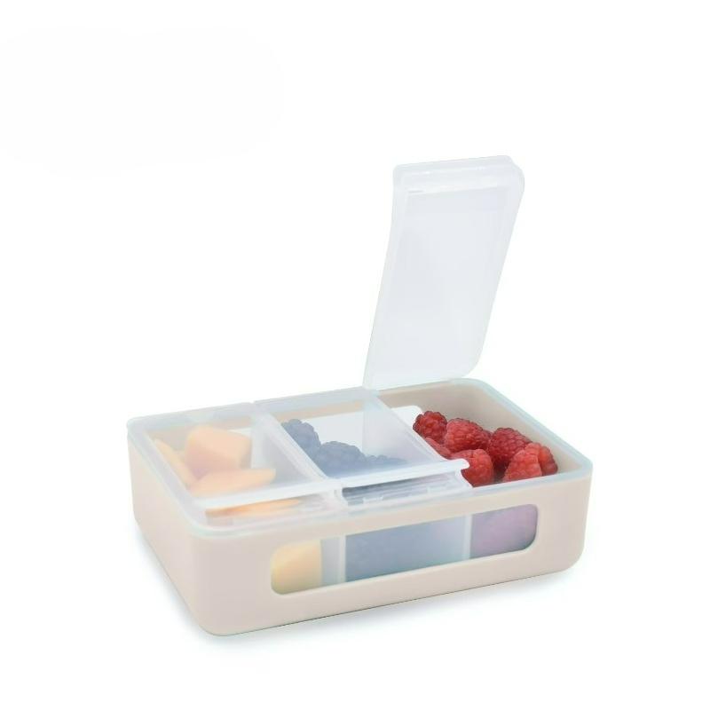 3 Compartment Snack Box Food Storage Container, Oatmilk
