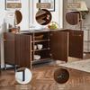 150x40x80cm oak dark grain, sideboard, mid-century modern, 3 doors, wavy 3D design, adjustable shelves, anti-tip, for living room, dining room, office