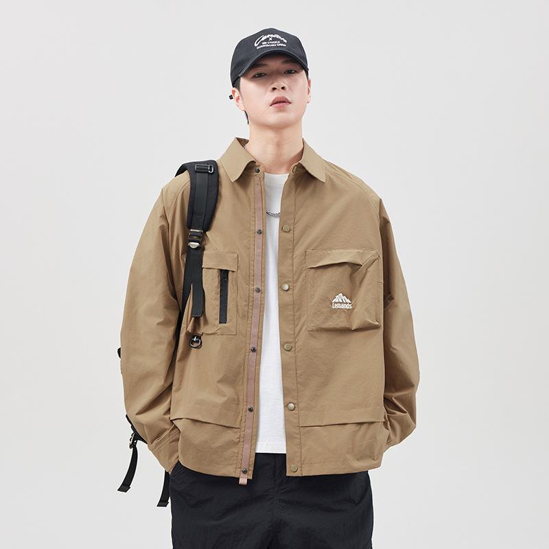 Lapel Jacket Jacket Men'S Season Khaki Sports Casual Top Mountain Functional Wind Tooling Jacket