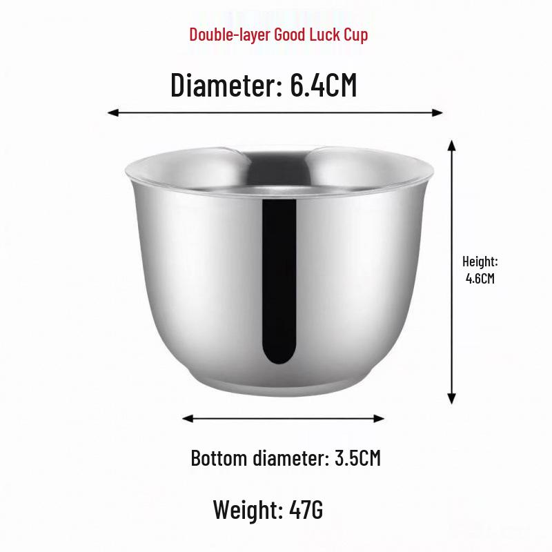 304 Stainless Steel Double-Layer Insulated Baijiu Cup, Single-Mouth Design for Home Use, Tea, Beer, Spirits, Two Liang Capacity.