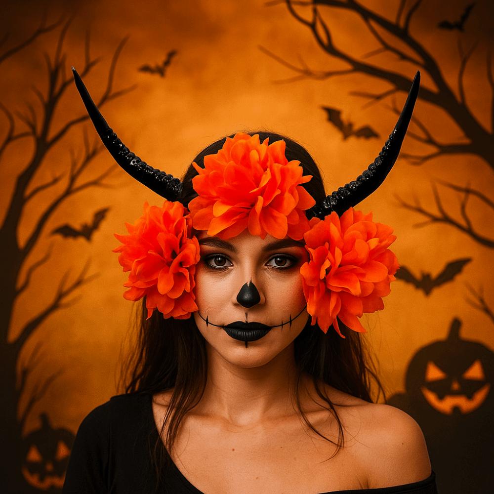 Exaggerate Gothic Headpiece Evil Queen Halloween Headwear Demon's Horn Headband Costume Accessory