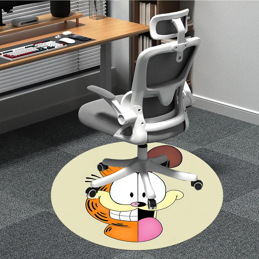1pc Garfield Cat Office Round Area Rug, Under Office Chairs Bedroom Living Room Home Decor, Room Decoa1016139