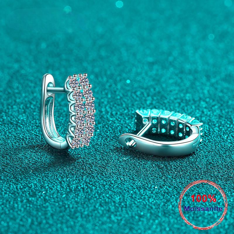 Серебряные серьги с муассанитом S925, женские серьги-гвоздики с двойными рядами бриллиантов для девочек, сертифицированные GRA, всего 2 карата