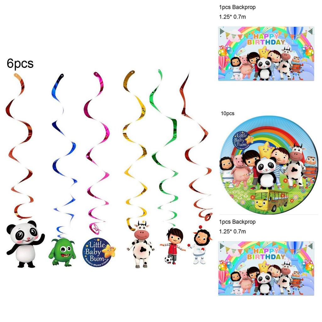 Принадлежности для дня рождения в стиле Little Baby Bum с праздничной посудой и декором