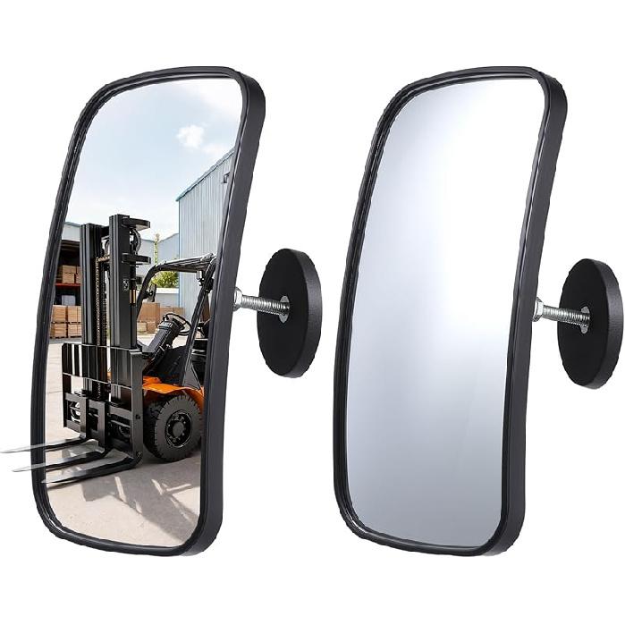 Universal Magnetic Forklift Rearview Mirror 8.2X4.8", Square HD Wide-Angle Convex Mirror Suitable For Tractors, Forklifts - 2 Pcs