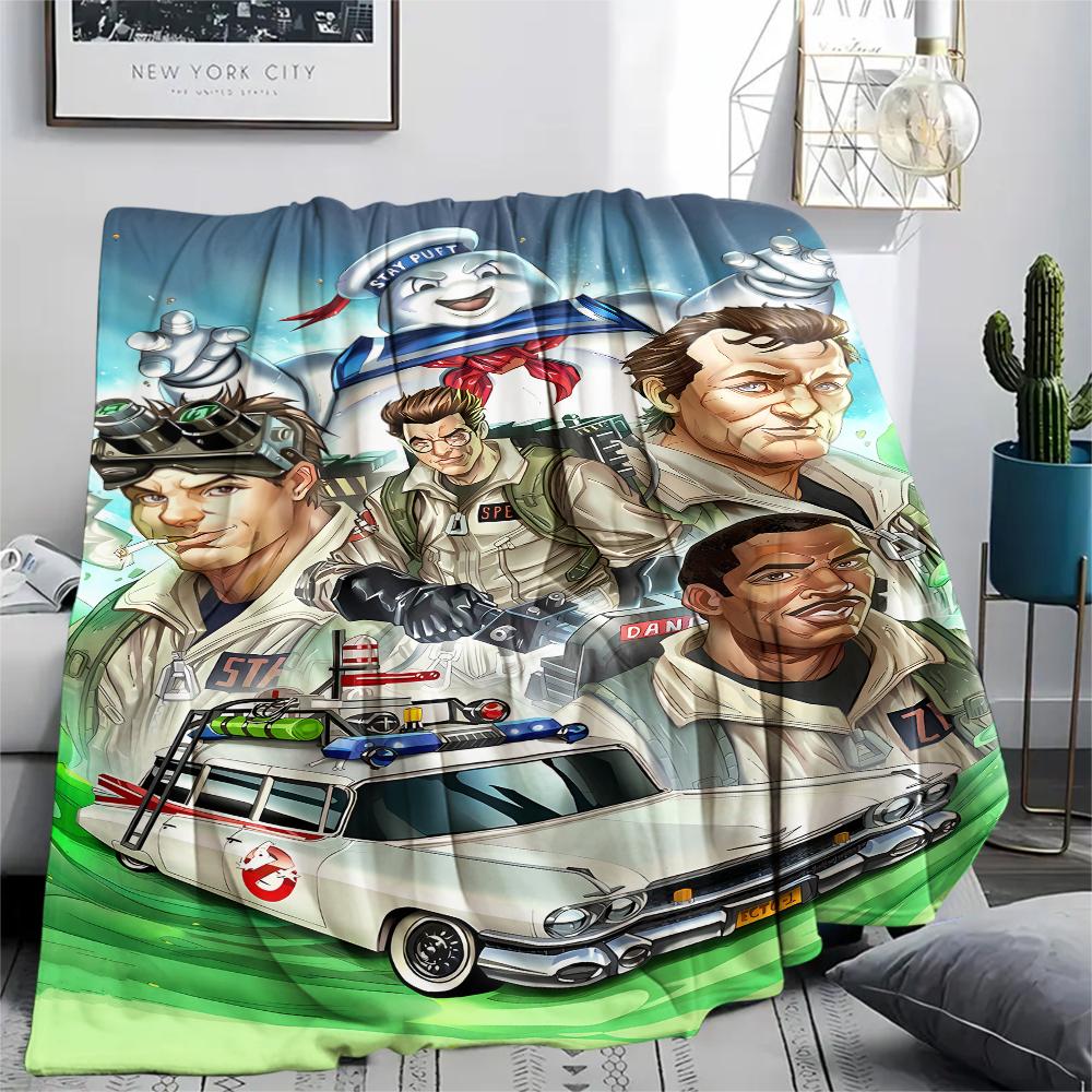 1PC Ghostbusters Print Flannel Blanket, High quality All Seasons, Home Decor, Warmth and Comfort, Perfect for Christmas Gifts