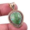 Natural Tibetan Turquoise Gemstone 925 Solid Silver Two Tone Pendant 1.50" N0A84