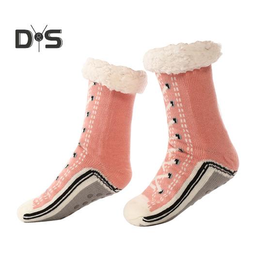 1 пара зимних носков с рисунком обуви, с плюшевой подкладкой, сохраняющих тепло, рождественские носки с высоким голенищем, гетры для ног, осенне-зимние носки-тапочки, праздничный подарок