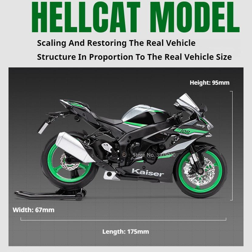 1/12 Kawasaki ZX-10R Мотоцикл Игрушечная модель автомобиля Литье под давлением со звуком и светом Подвеска заднего колеса Модели транспортных средств Коллекционируйте подарки