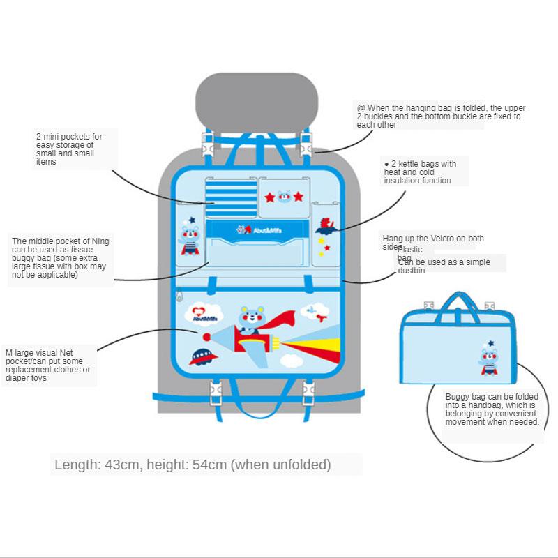 Органайзер для спинки сиденья автомобиля, корейский мультяшный многокарманный чехол из ткани Оксфорд для хранения аксессуаров салона автомобиля, для хранения и уборки для детей