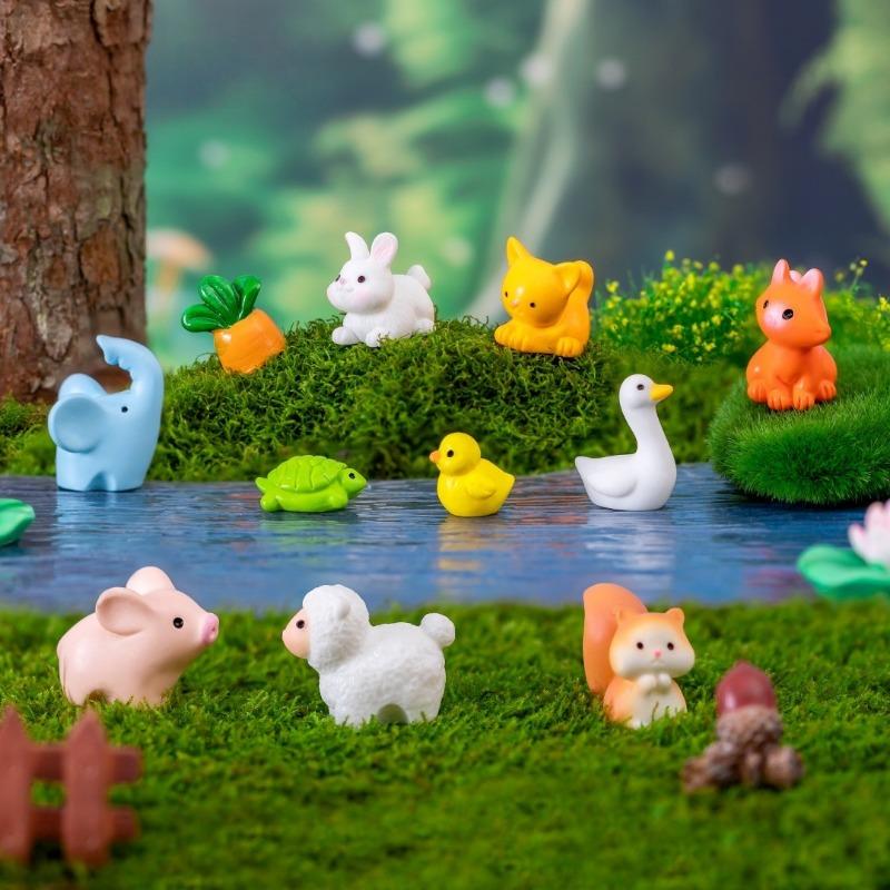 Mini Fairy Garden DecorationResin Small Animal Statue Simple Style Animal Theme Decoration Accessories