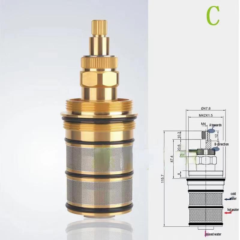Термостатический картридж для душевой лейки из цельной меди для быстрой регулировки горячей/холодной воды