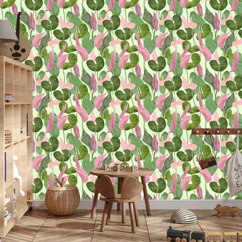 Colorful Leaves and Flowers Wallpaper for Living Room and Bedroom 50x1000
