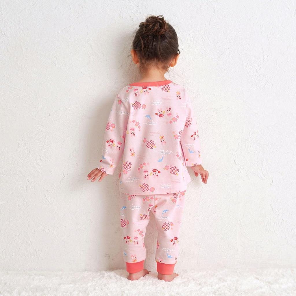 MIKIHOUSE HOT BISCUITS Long Sleeve Pajamas for Boys and Girls, Baby/Kids' Clothing, Pink, 90cm, 70-7340-146