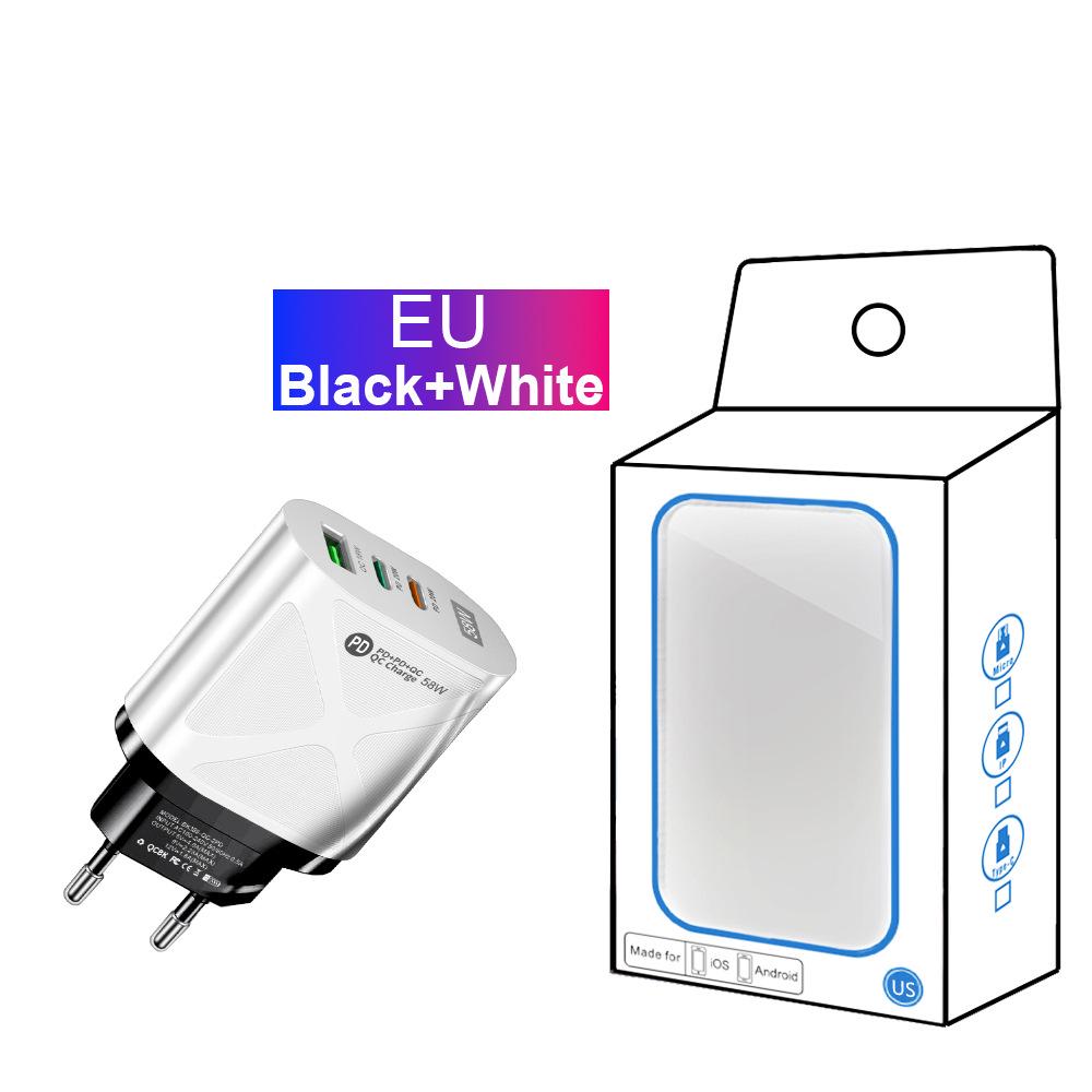 58W Dual Fast Charger with 2PD + QC3.0 for EU/US/UK/AU Plugs