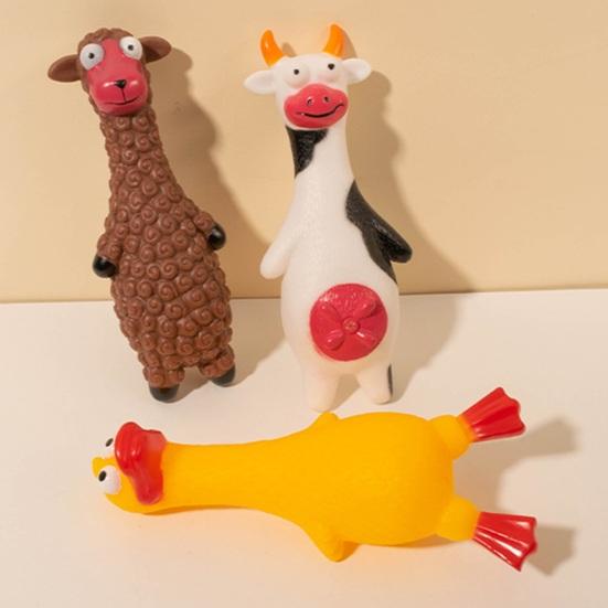 Виниловая игрушка для собак с пищалкой в ​​форме мультяшных животных, безопасная для домашних животных жевательная игрушка, игрушка для собак