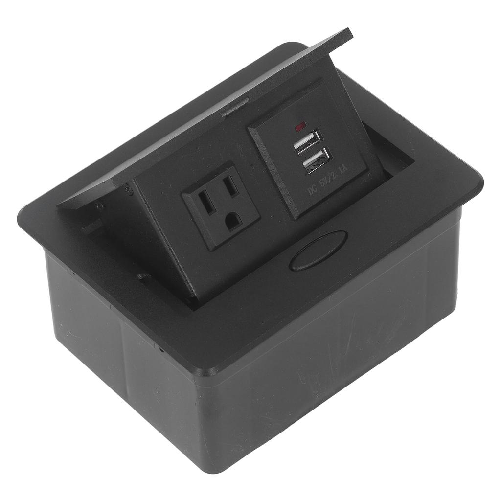 Embedded Desktop Socket with 3 Holes  Outlet Dual USB Ports Power Strip Receptacle AC110V 16A