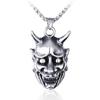 Retro Japanese Prajina Ghost Mask Pendant Necklace For Men Fashion Stainless Steel Biker Necklace Punk Hip Hop Gothic Jewelry