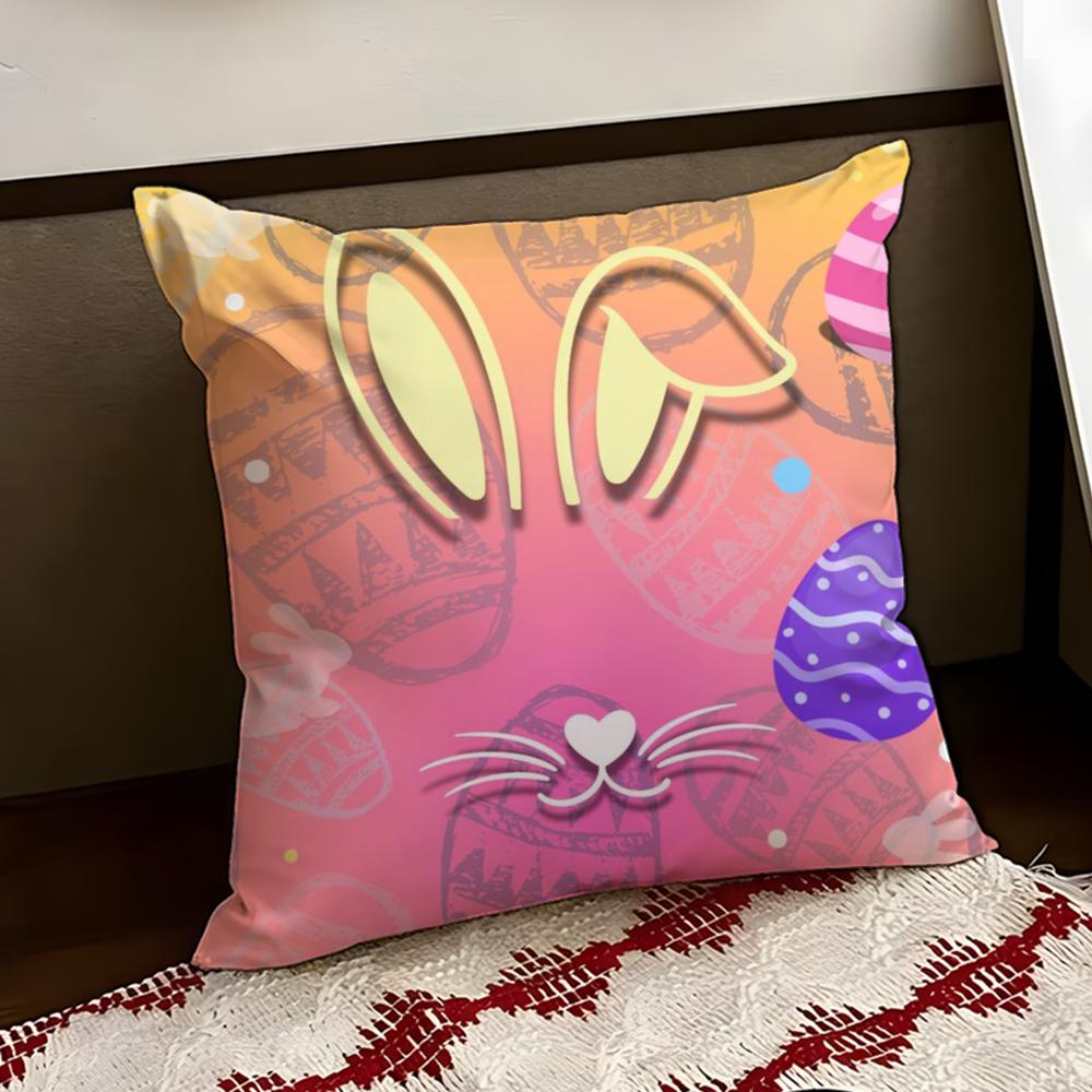 Easter Day Cushion Cover Reversible Soft Durable Pillow Cover Home Car MultiScene Use for Daily Comfort