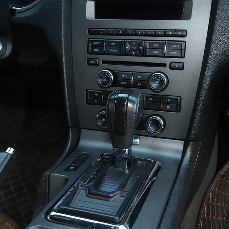 Car Gear Shift Head Decoration Cover Trim Interior Accessories For Ford Mustang 2010-2014 (Carbon Fiber ABS)-A99D