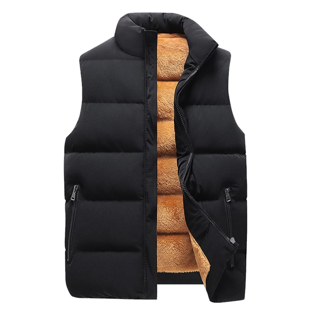Men's Sleeveless Stand-up Collar Vest, Men's And Women's Fleece Warm Cotton-padded Jacket Vest