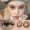 FUNSACHY2pcs Brown Colored Contacts Lenses with Myopia 0~-8.00 Degree Yearly Beauty Cosmetic Makeup Pupils 14.5mm Blue Eye Lens