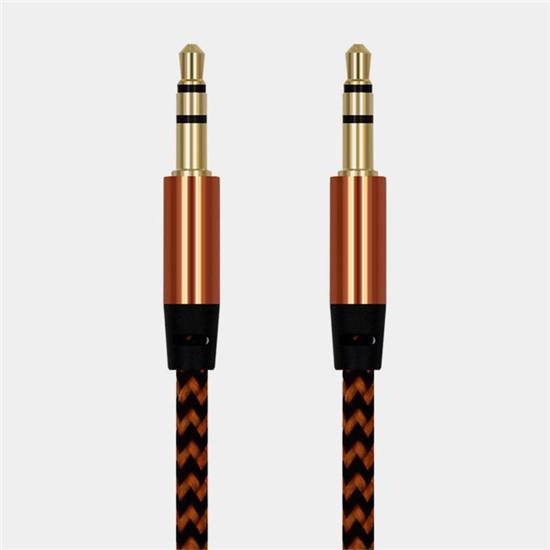 Нейлоновый Aux-кабель 1 м, штекер 3,5 мм, разъем «папа-папа», автомобильный аудиокабель, прочный и практичный шнур