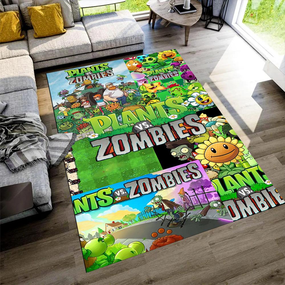 Plants Vs. Zombies Floor Rug Office Rug Design for Living Rooms Decorate room Dining Room Game Room Anti-slip Rug Anime Office Decor Wedding Party Gif