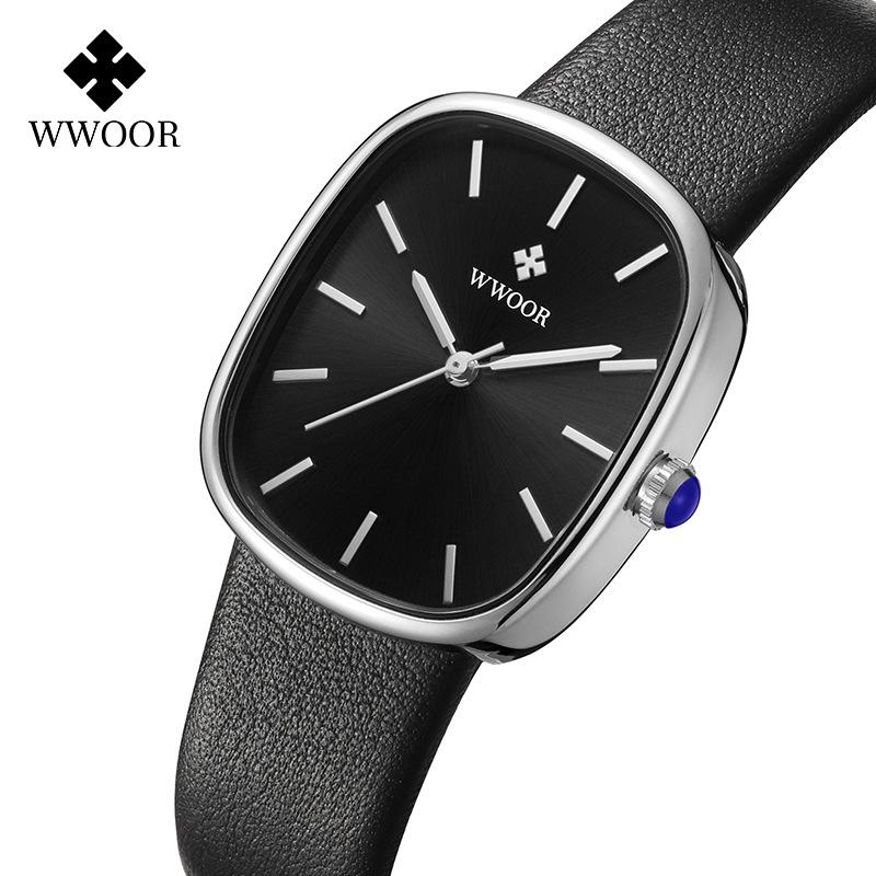 WWOOR элегантные женские новые часы с маленьким квадратным циферблатом, кварцевые водонепроницаемые изысканные винтажные женские часы с ремешком
