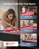 Pool Table, 183cm Portable Billiards Tables, Adjustable Feet Stable Game Table, Entertainment Set Includes Ball, Cue, Rack, Chalk and Brush, Black