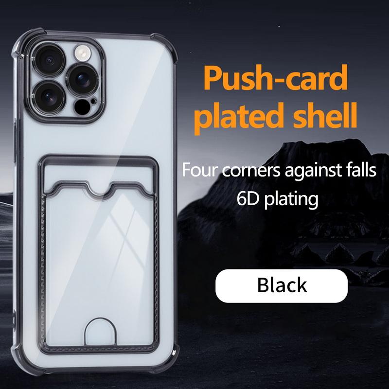 Для iPhone 16 Pro Max 16E 15 Pro 14 13 12 11 чехол для телефона мягкий силиконовый противоударный слот для карт покрытие прозрачный бампер чехол