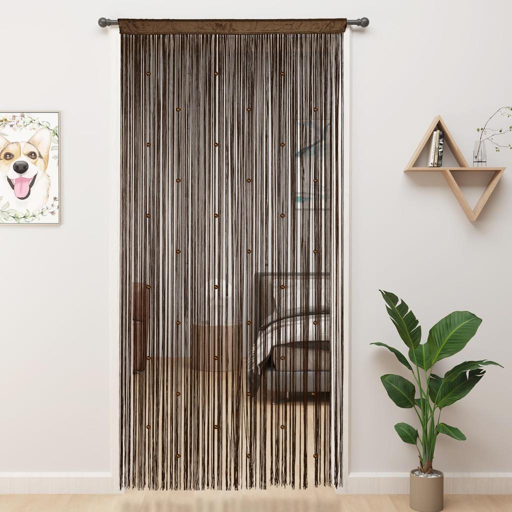 Шторы-нити, блестящие шторы с бахромой для окна 39 X 79 дюймов, разделительная полоса для двери, кисточка для свадьбы, гостиной, ванной, кофейни(шампанское)