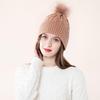 Вязаная шапка с помпоном и косами, женская, для улицы, зимняя, новая, акриловая шапка с отворотом, теплая шапка