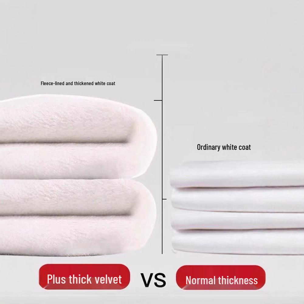 Зимний лабораторный халат на флисовой подкладке: Плотная, с длинным рукавом, унисекс медицинская рабочая одежда для врачей и медсестер